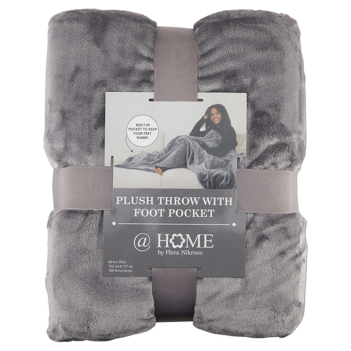 At Home Plush Throw with Foot Pockets by Flora Nikrooz, 60 in x 70 in