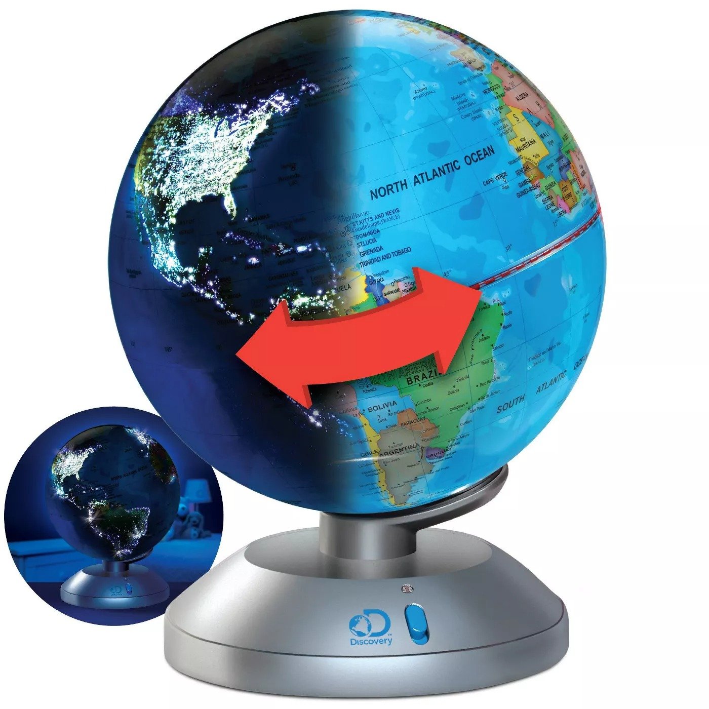 Discovery Kids Globe 2-in-1 Day and Night Earth, Automatically Lights up