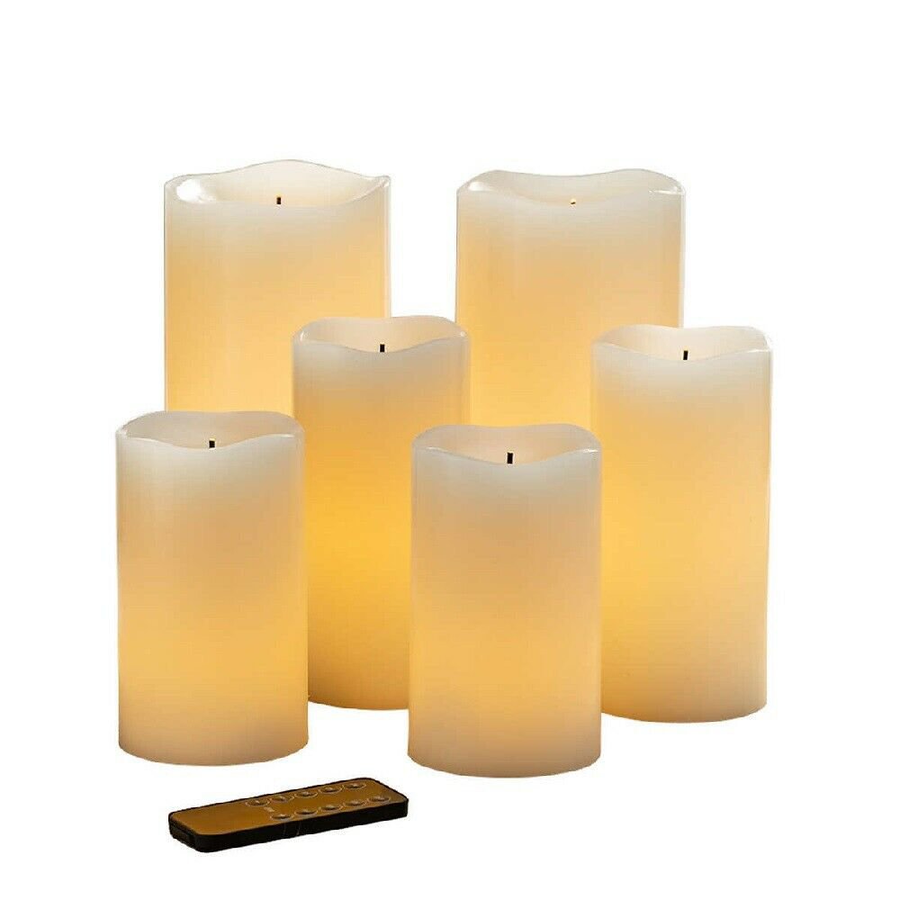 Gerson 6piece LED Flameless Candle Set, Glow Wick Wax Flameless Candles