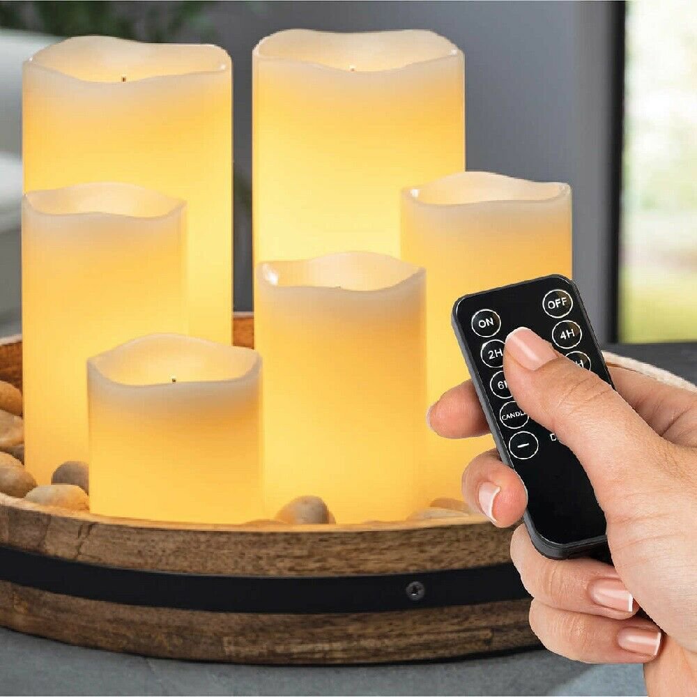 Gerson 6 Piece Led Flameless Candle Set Glow Wick Wax Flameless Candles 9544