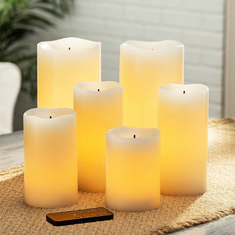 Gerson 6-piece LED Flameless Candle Set, Glow Wick Wax Flameless Candles