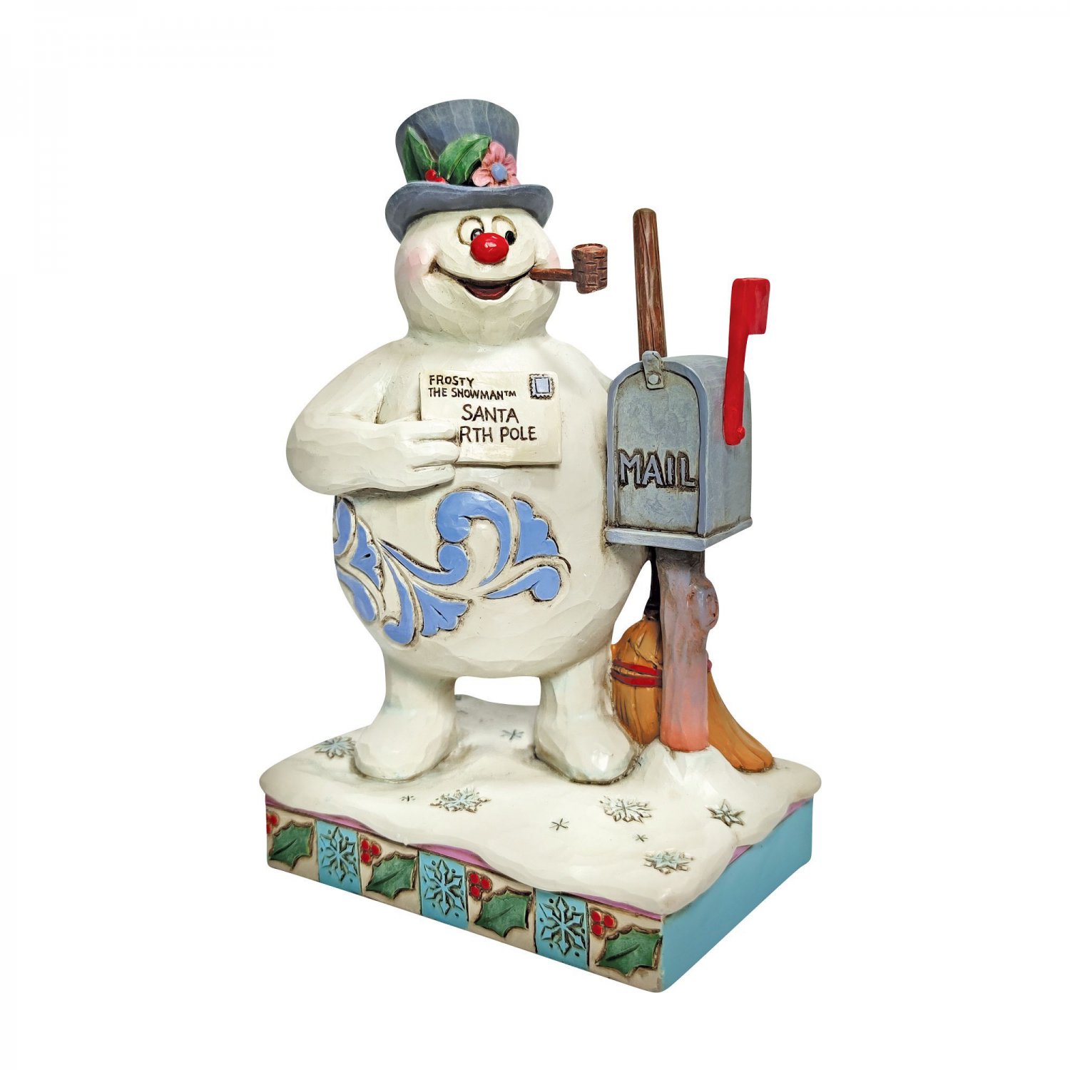 Jim Shore 7" Frosty Next to Mailbox Figurine, Snowman top Hat and