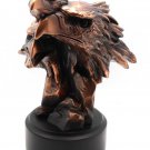 Triple Eagle Head Bronze Sculpture, 8" X 6"X 5" Hand-painted with Bronze Finish