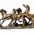 Four Wild Horses Running Bronze Plated Sculpture, 8.5" x 17" x 5.5"