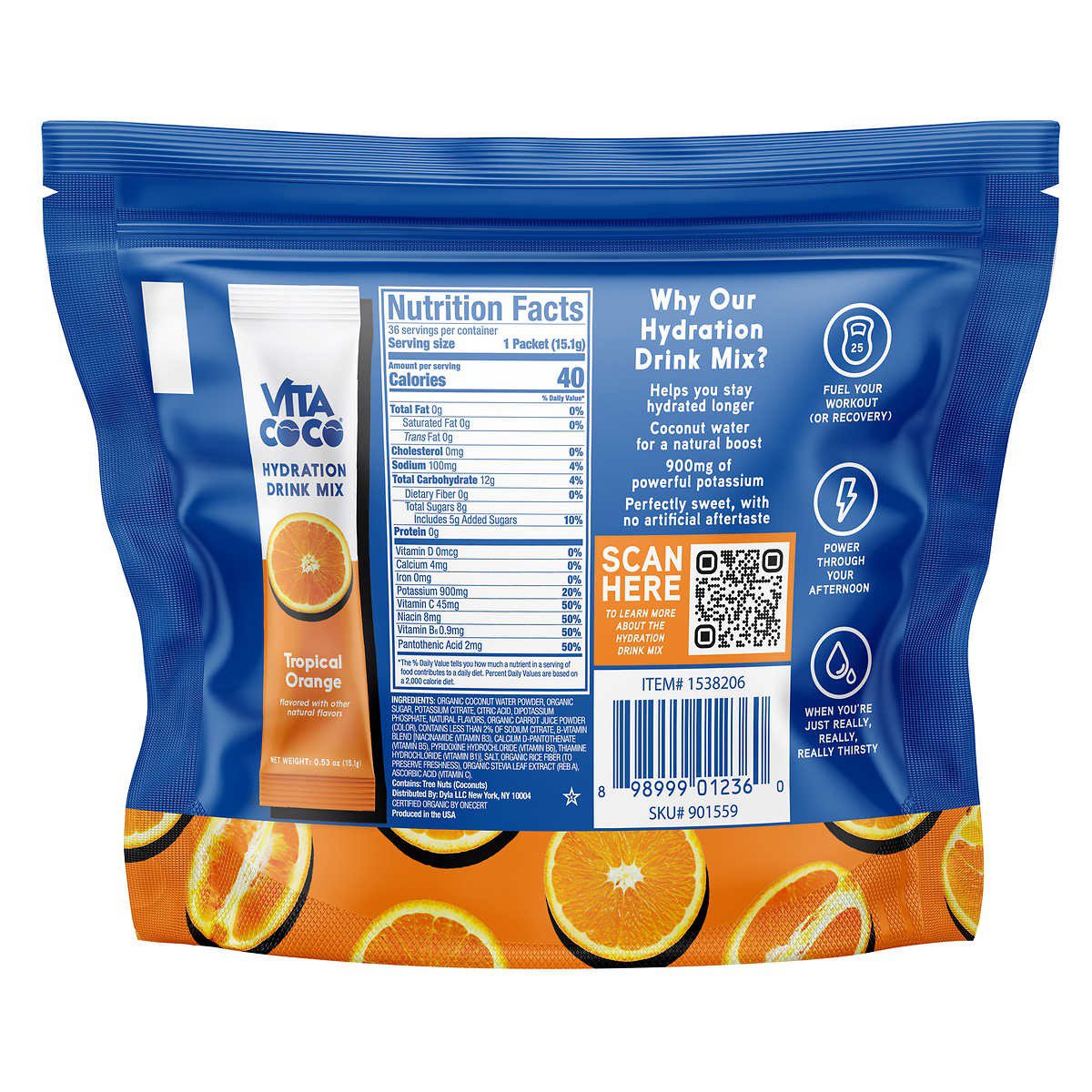 Vita Coco Hydration Drink Mix, 19.7 oz 36 Individual Serving Stick Packs