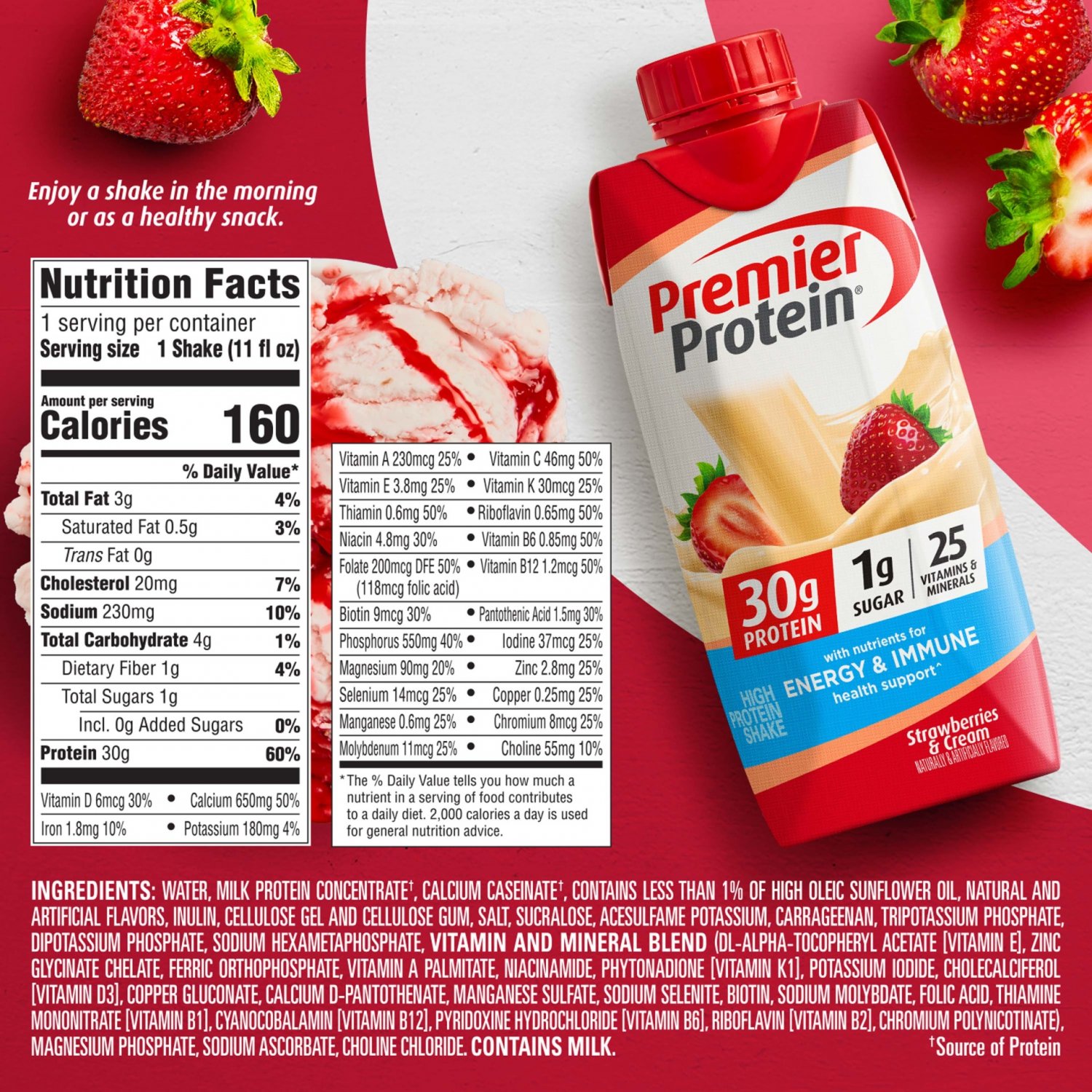 Premier 30g Protein PLUS Energy and Immune Support Shakes, 11 fl oz, 18 ...