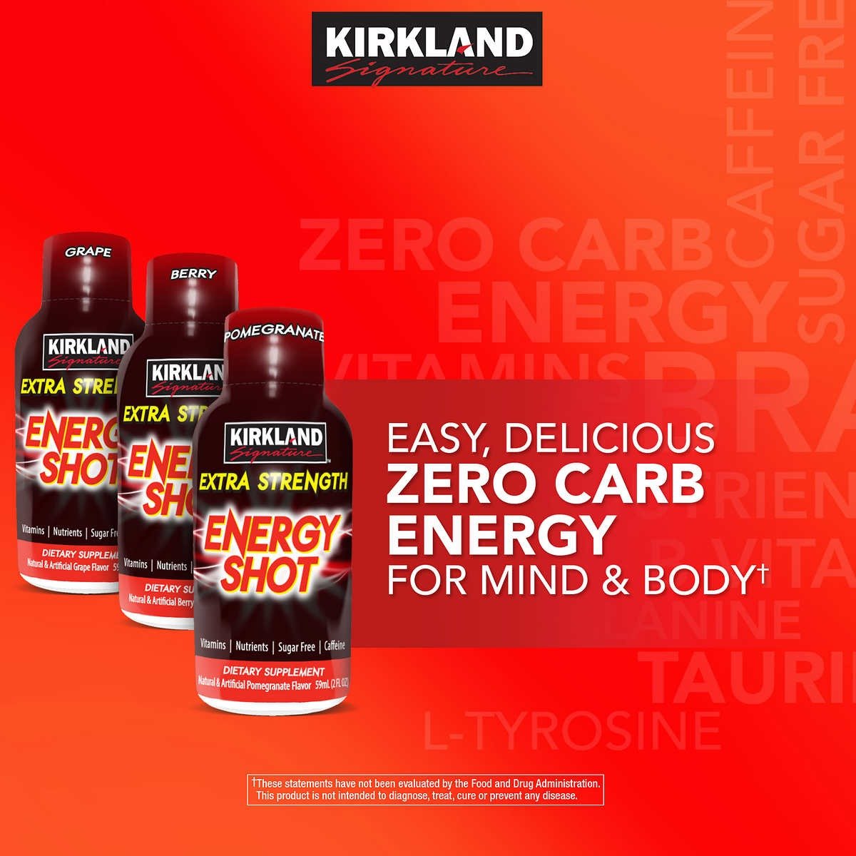 Kirkland Signature Extra Strength Energy Shot, 48 Bottles, 2 Ounces Each
