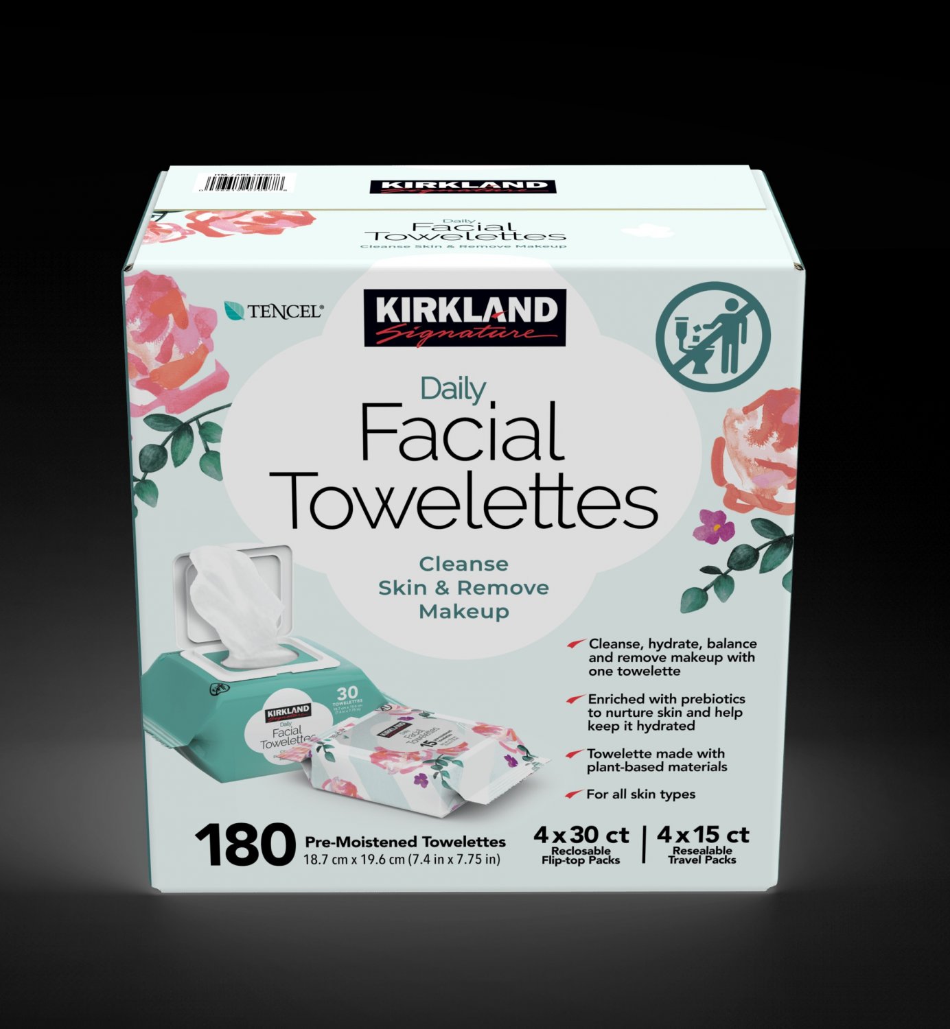 Kirkland Signature Daily Facial Towelettes, 180 Towelettes