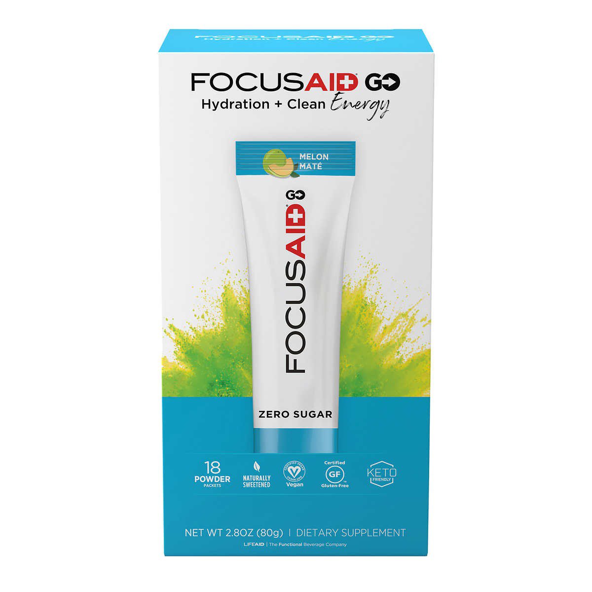 LIFEAID Beverage FOCUSAID GO Powder Drink Mix, 18 Sticks