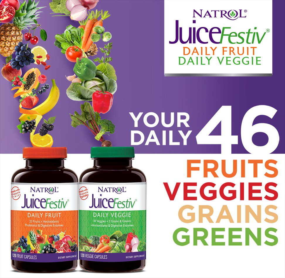 Natrol JuiceFestiv Daily Fruit & Veggie, 240 Capsules