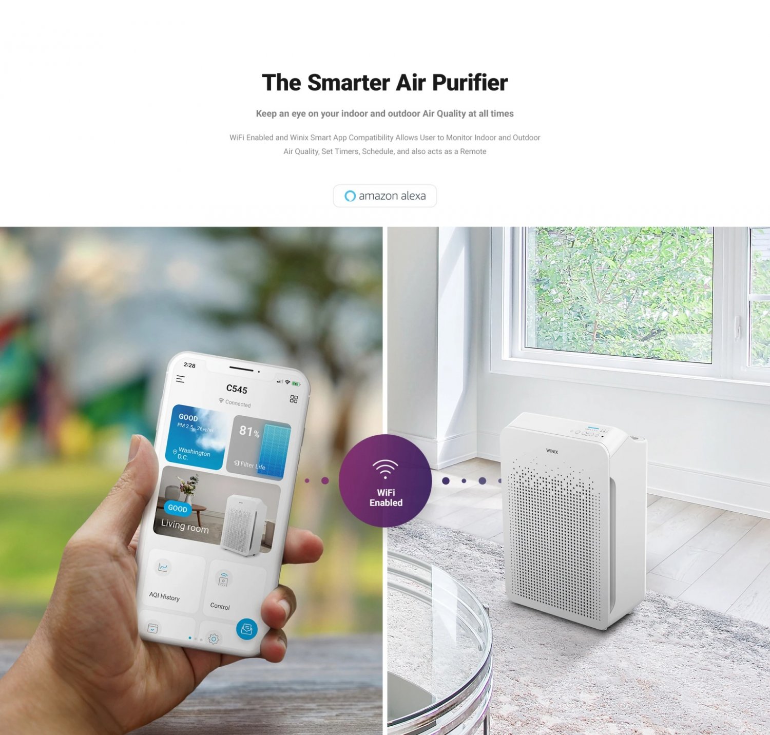 Winix Air Purifier with PlasmaWave Technology, True HEPA 4 Stage Air ...