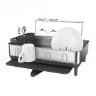 simplehuman Kitchen Dish Drying Rack with Swivel Spout, Dishrack & Sink Caddy