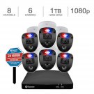 Swann Enforcer Security System, 8 Channel 6 Camera Wired 1080p Full HD 1TB DVR