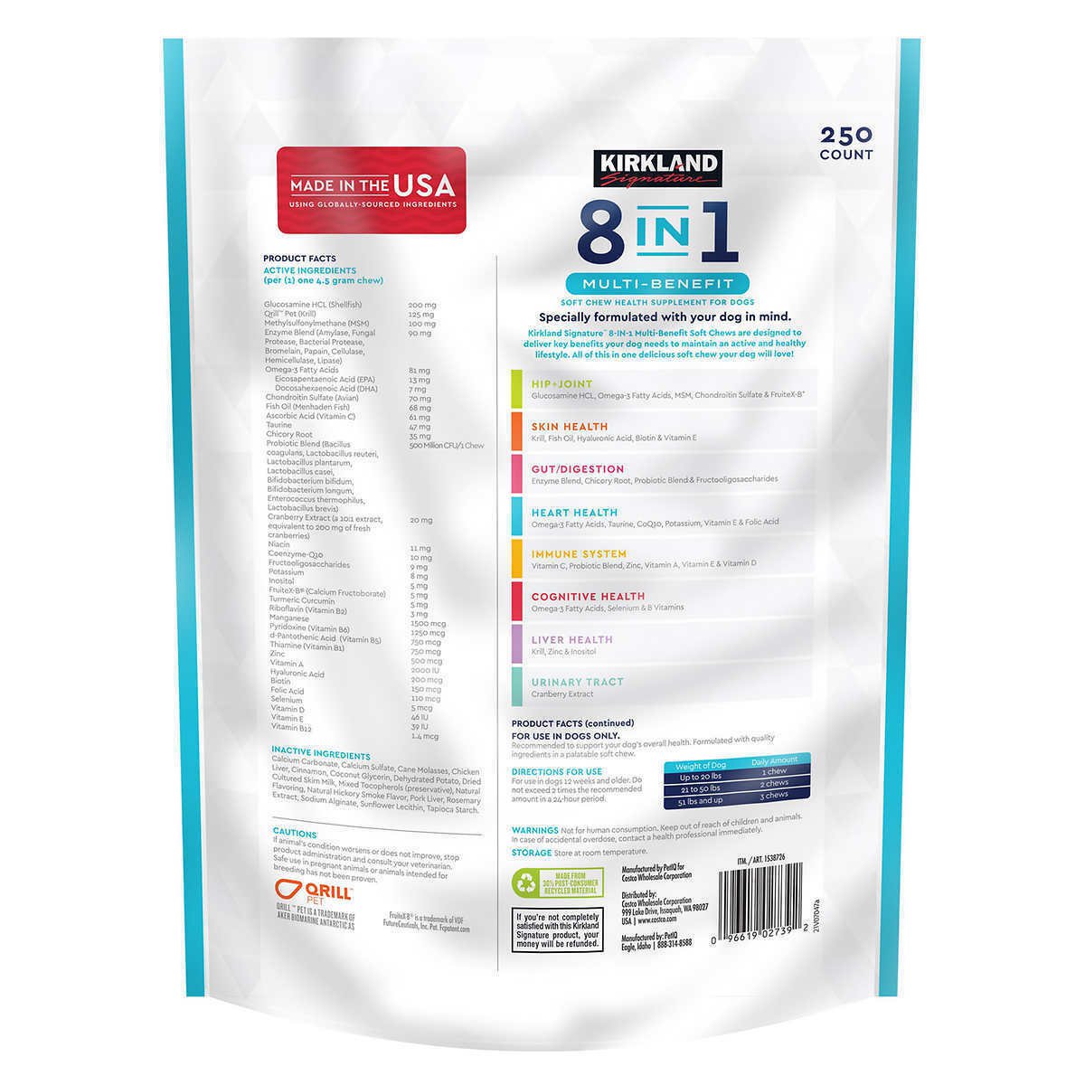 Kirkland Signature 8In1 MultiBenefit Soft Chews For Dogs, 250count