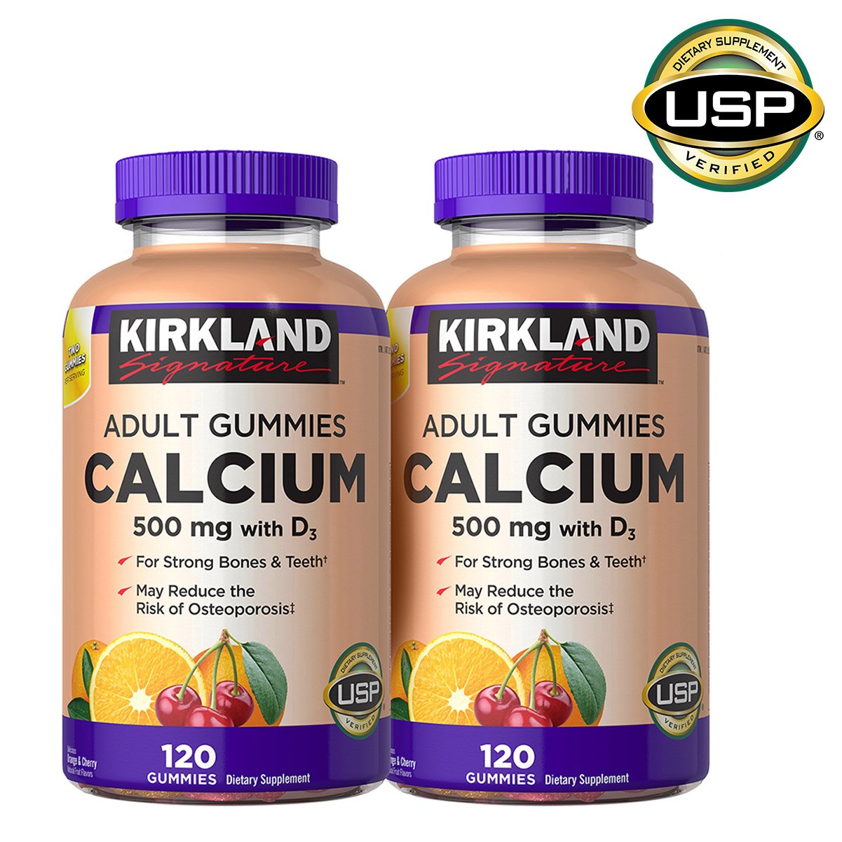 Kirkland Signature Calcium 500 mg with D3, 240 Adult Gummies