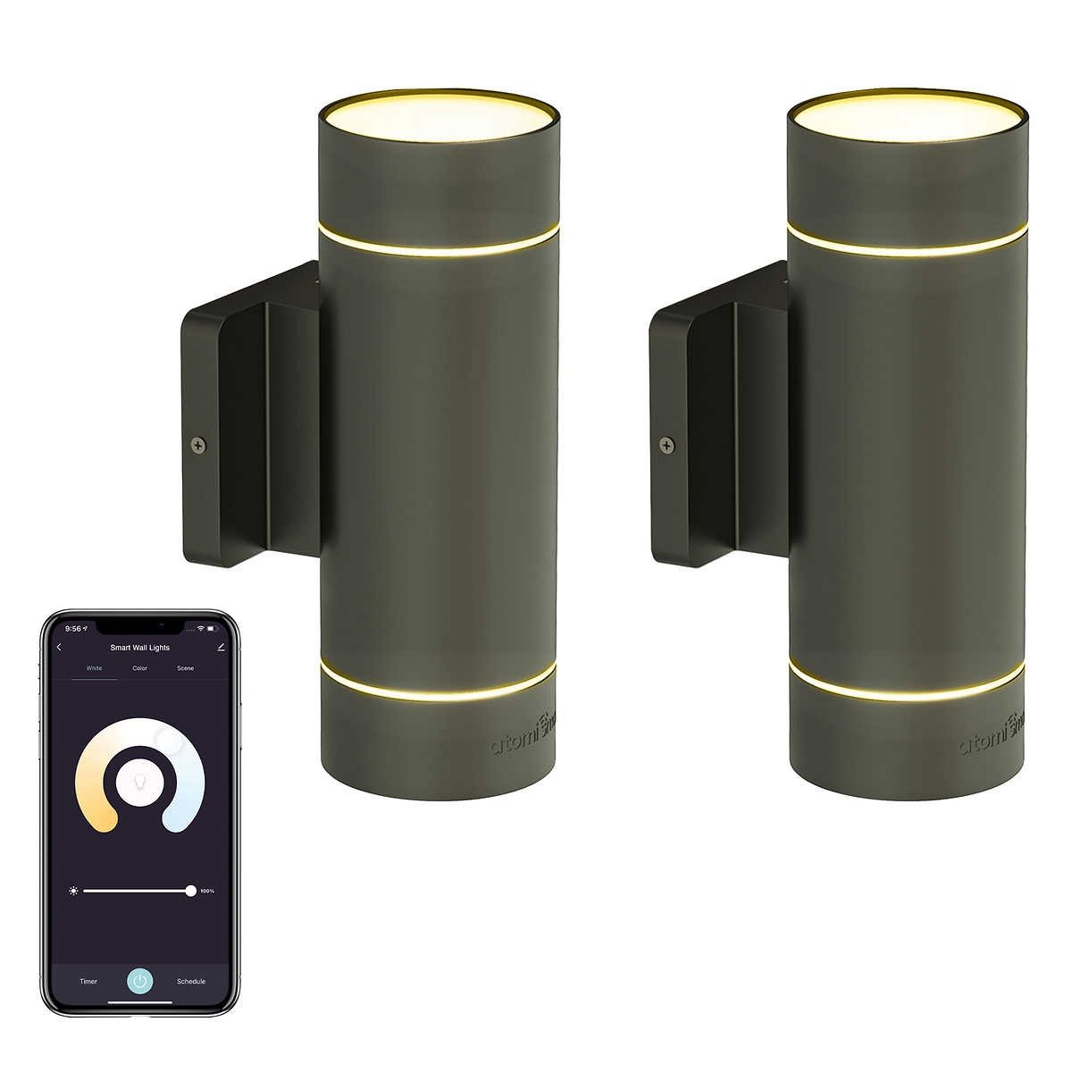 Atomi Smart Wifi Wall Sconce Light, 2pack
