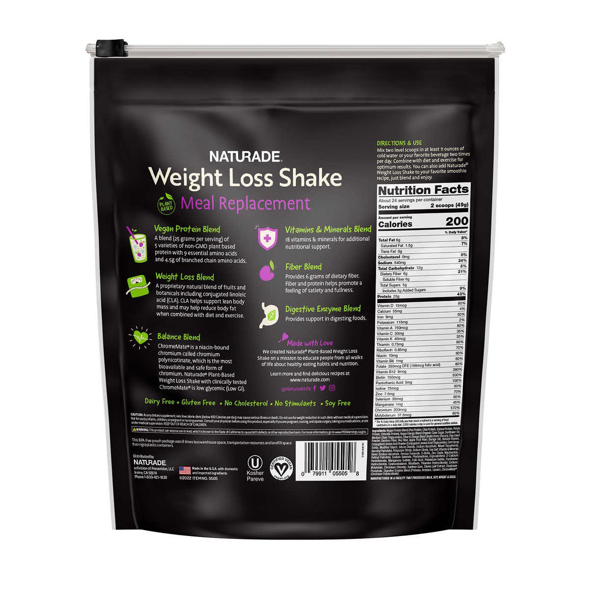 Naturade PlantBased Weight Loss High Protein Shake, 41.5 oz