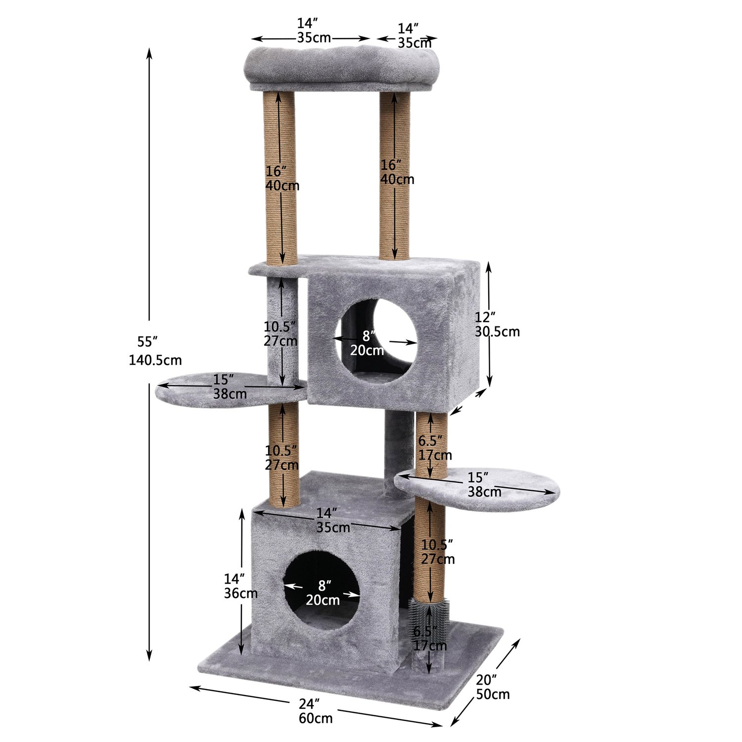 PetPals Felina Cat Tree with Condo, Gray 5Level MultiFunction Cat Tree