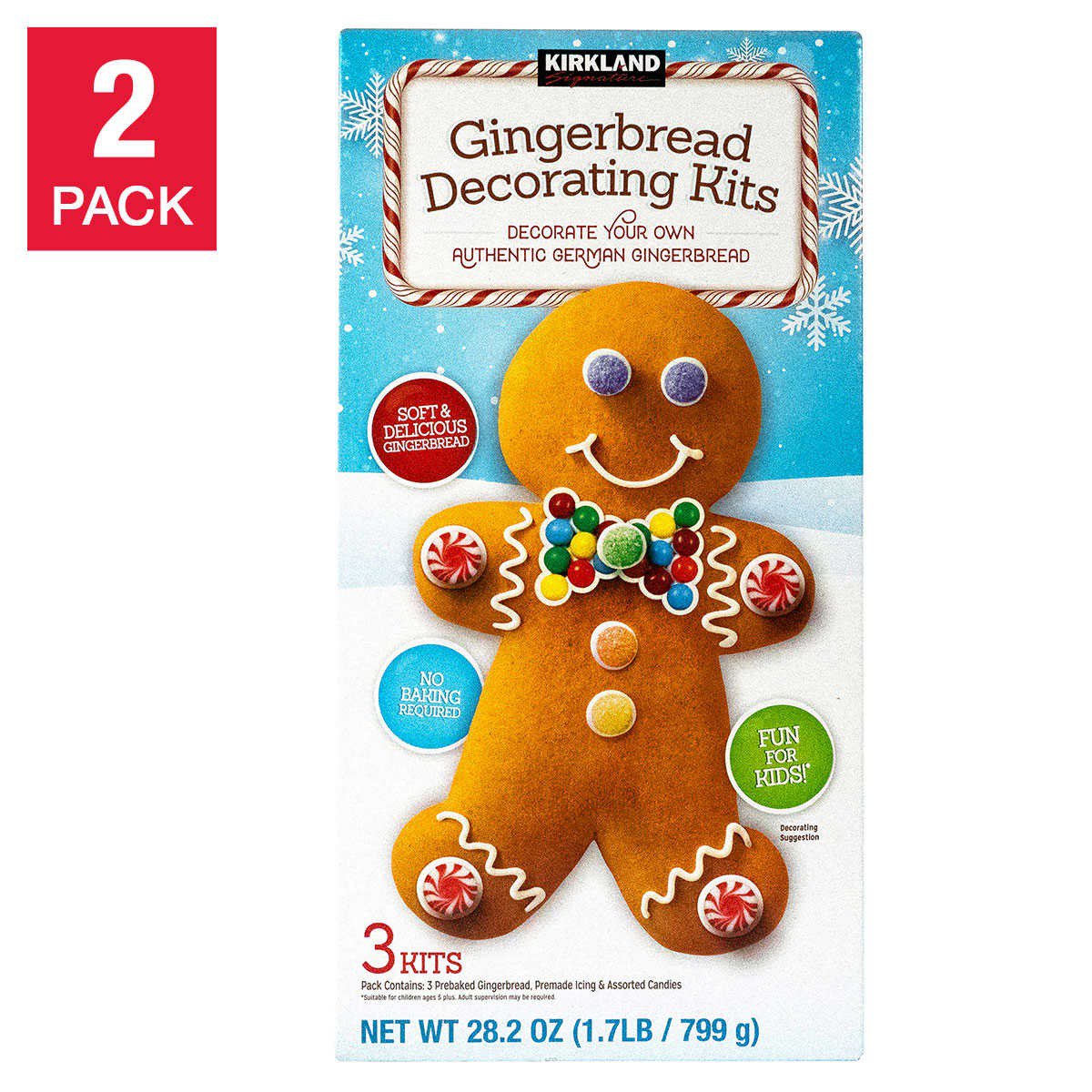 Kirkland Signature Gingerbread Decorating Kits, 26.6 oz 2count