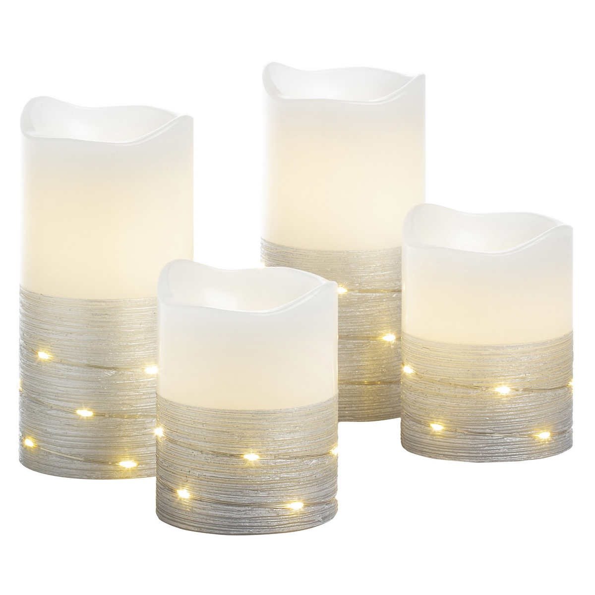 Sterno Home Flameless LED Wax Pillar Candles with Fairy Lights and