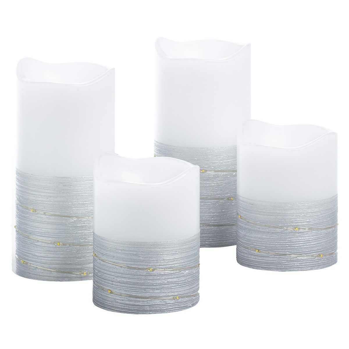 Sterno Home Flameless LED Wax Pillar Candles with Fairy Lights and Timer, 4piece set