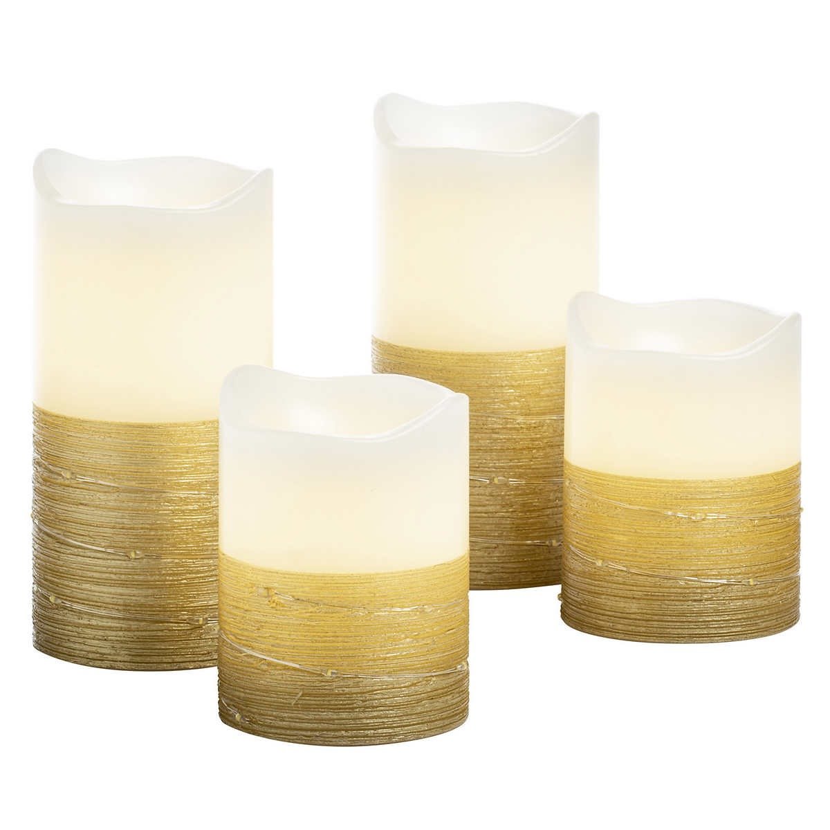 Sterno Home Flameless LED Wax Pillar Candles with Fairy Lights and