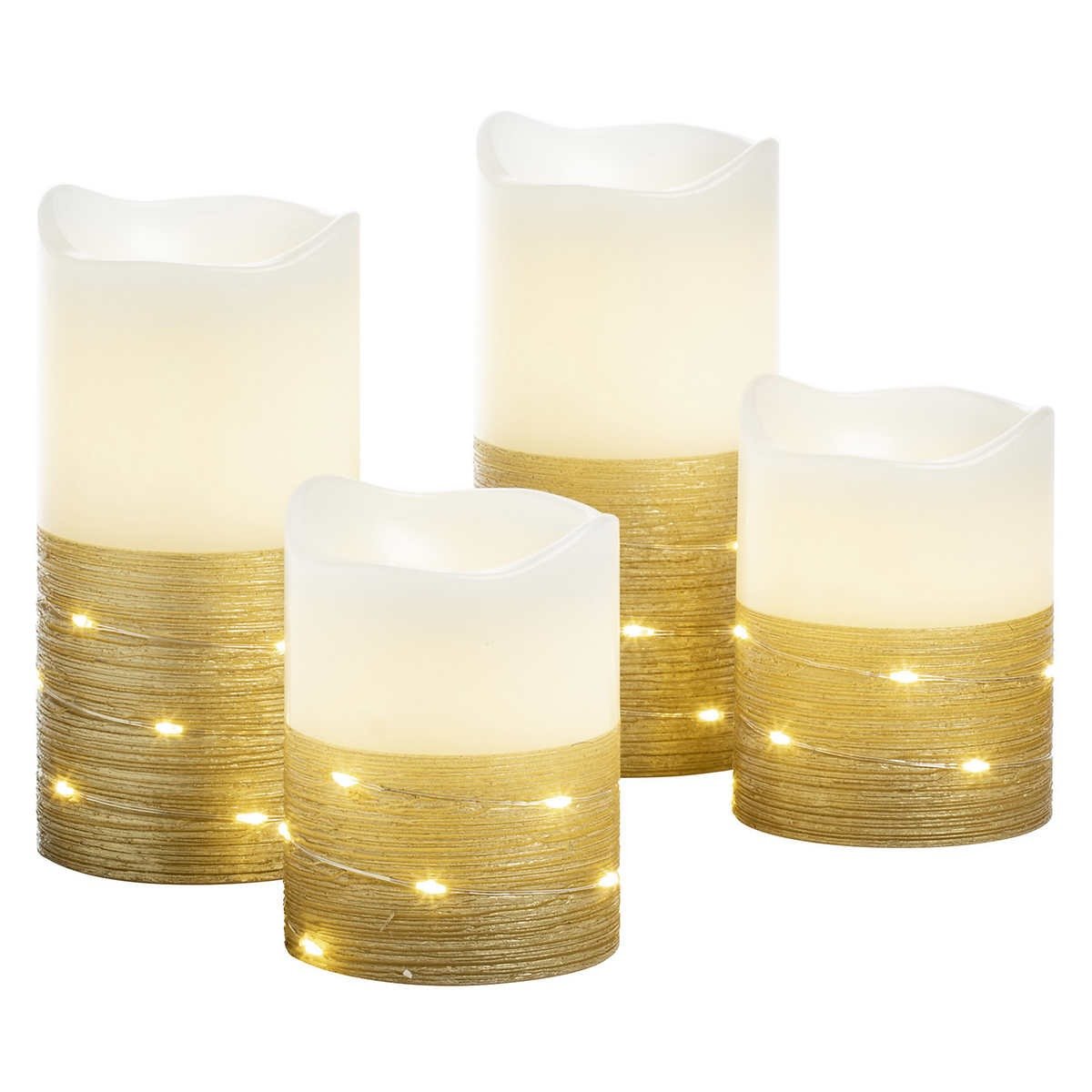 Sterno Home Flameless LED Wax Pillar Candles with Fairy Lights and