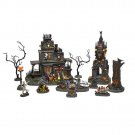 Disney Halloween Village Set, 12 piece Mickey Mouse and Friends Inhabit Wickedly Whimsical