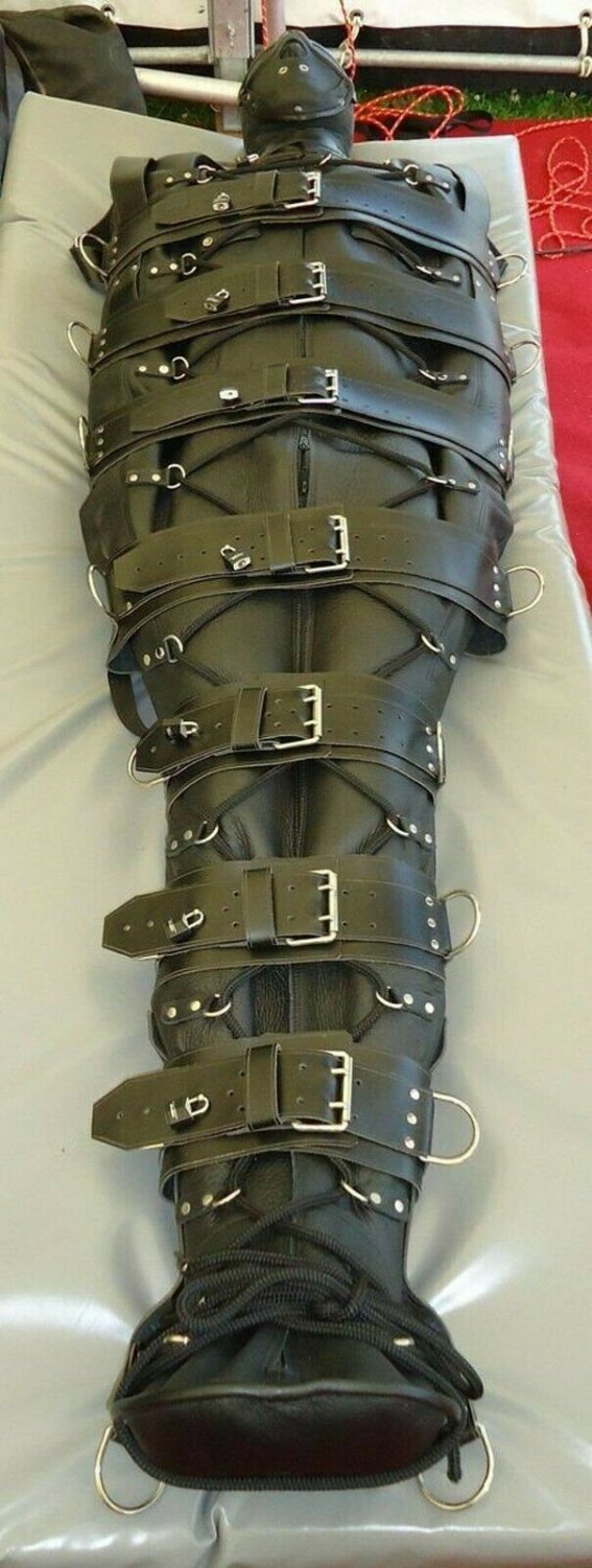 Real leather Body bag Sleep Sack Restricted Binder Sack leder Bondage Bag Hood
