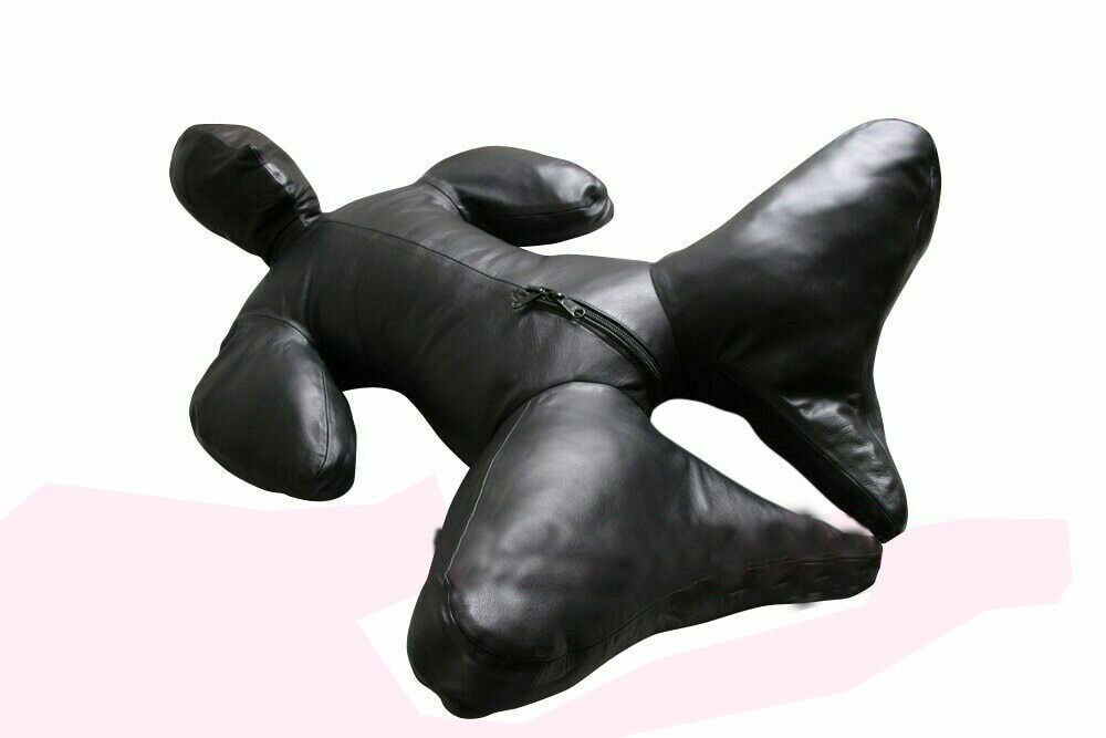 Full Grain Leather Binder Body Bag Bondage B-Suit with Mask Restraint Gimp Suit