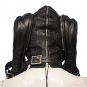 Real leather padded mask with lockable gloves Scream hood gimp slave theme park