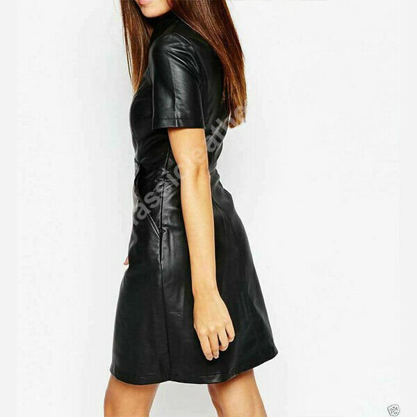 Women Party Wear Real Leather Cocktail Dress Casual Stylish cu-w1