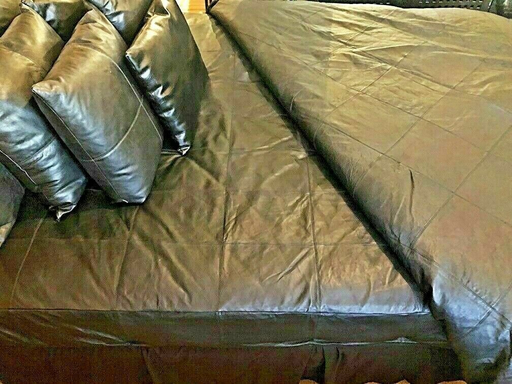 Real Leather Fitted Bed Sheet 1 Duvet Cover  & 2 Pillow Covers Set