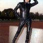 Genuine Leather Catsuit Lederoverall Long Zipper Dress Cat suit kinky Dress