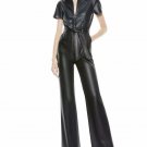 Genuine Leather Catsuit Front Zipper Tight Fit Kink Women Jumpsuit Women w