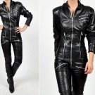 reserved - vintage black LEATHER ONE PIECE moto jumpsuit NEW-117