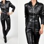 reserved - vintage black LEATHER ONE PIECE moto jumpsuit NEW-117