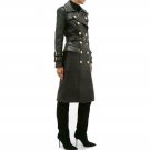 Women Leather Dress Double-breasted quilted leather trench coat SteamPunk Dress