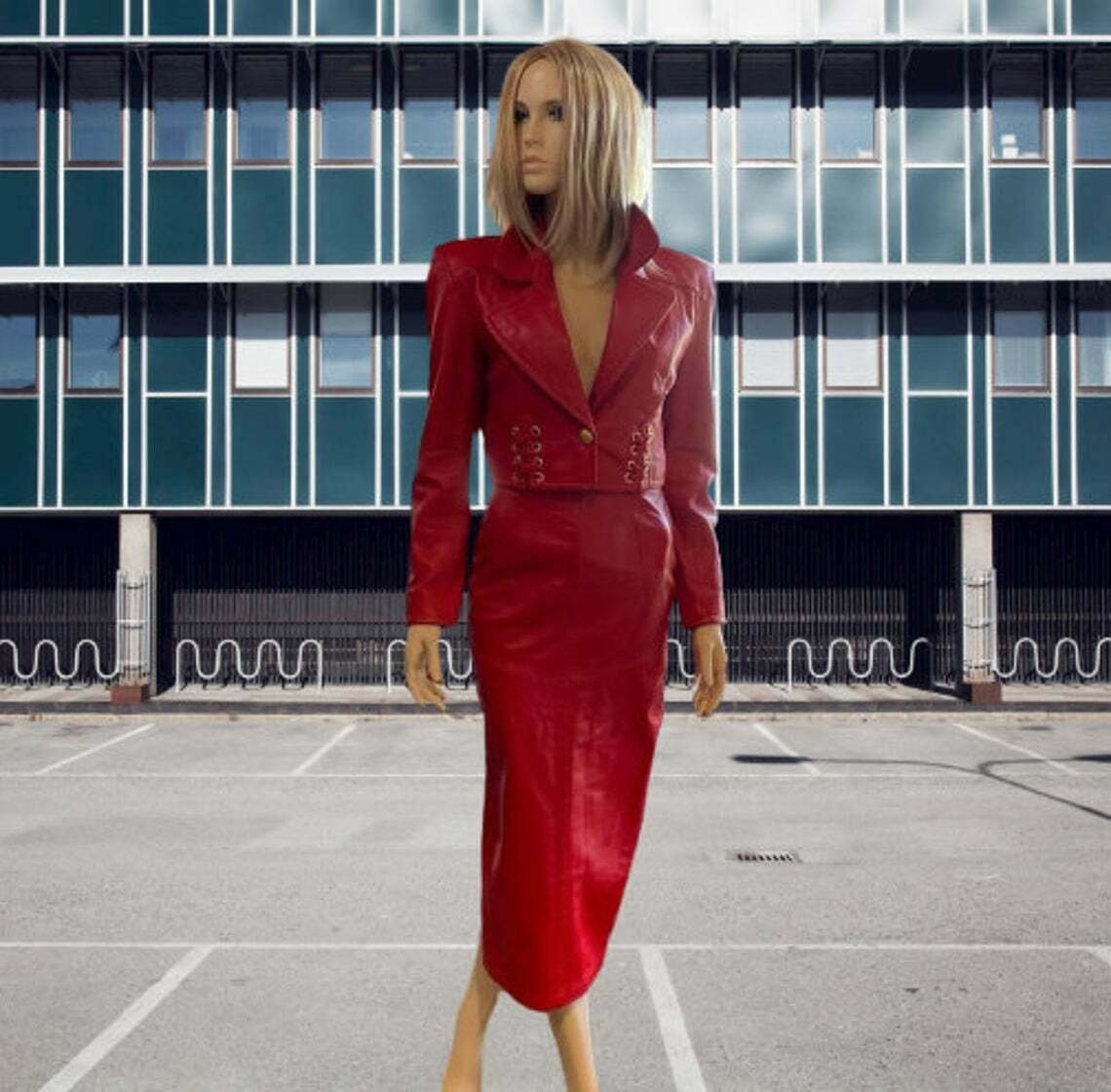 Women's Genuine Leather Dress,New Handmade Custom Dress, 100% Genuine Lambskin L