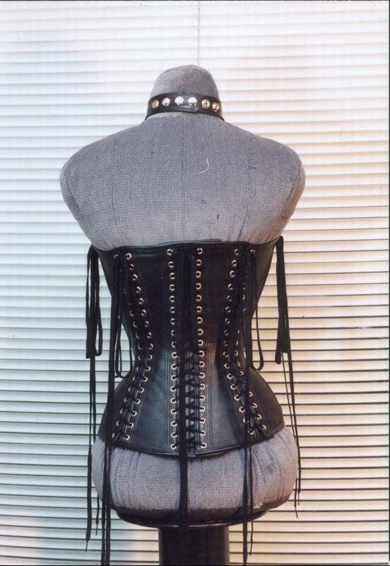 Women Genuine Leather Corset Steel Boned Over Bust Korsettkleid leder Back lace