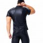 MEN'S Real Leather Police Military Style Shirt GAY BLUF Schwarz Gay Cuir