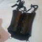 REAL Leather Black Cupless Corset Dominatrix Fetish Model Cosplay wset-13