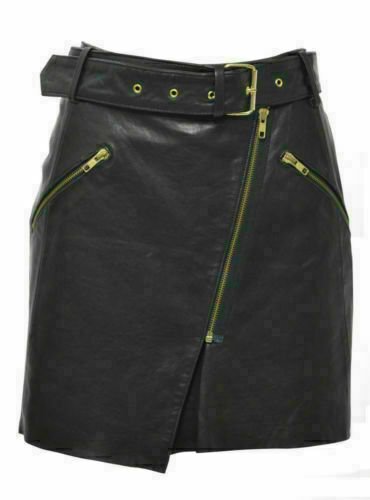 Attractive Butter Soft Woman Genuine LEATHER MINI SKIRT With BELT All Sizes