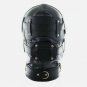 Lockable Leather Gimp Bandage Hood Sensory Deprivation Mask Mouth Gag Blindfold
