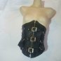 REAL Leather Black Buckle D-Ring Corset, Cosplay Fetish Model wset-12
