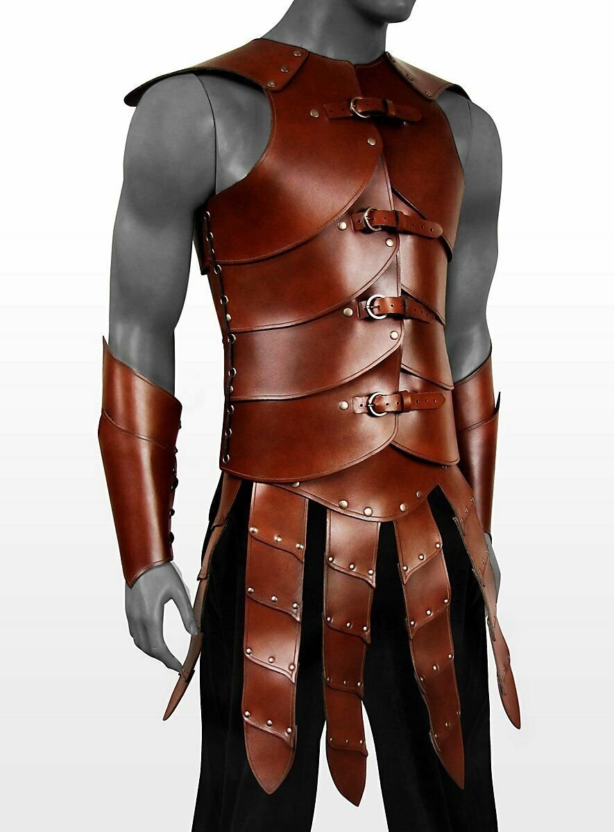 The men real Warrior Leather Armor brown new-33