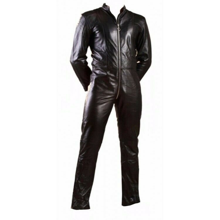 Leather Men Catsuit Bodysuit Roleplay Leder Romper GAY BLUF Uniform fit jumpsuit