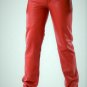 Mens Red Leather Pants jeans Biker style Pant Real leather motorcycle trouser