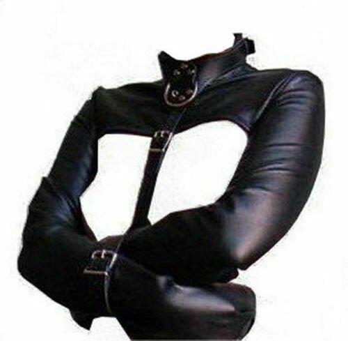 Women Asylum Straight Jacket Body harness Armbinder Halloween Leather costume xl