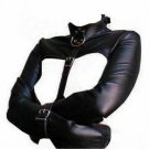 Women Asylum Straight Jacket Body harness Armbinder Halloween Leather costume xl